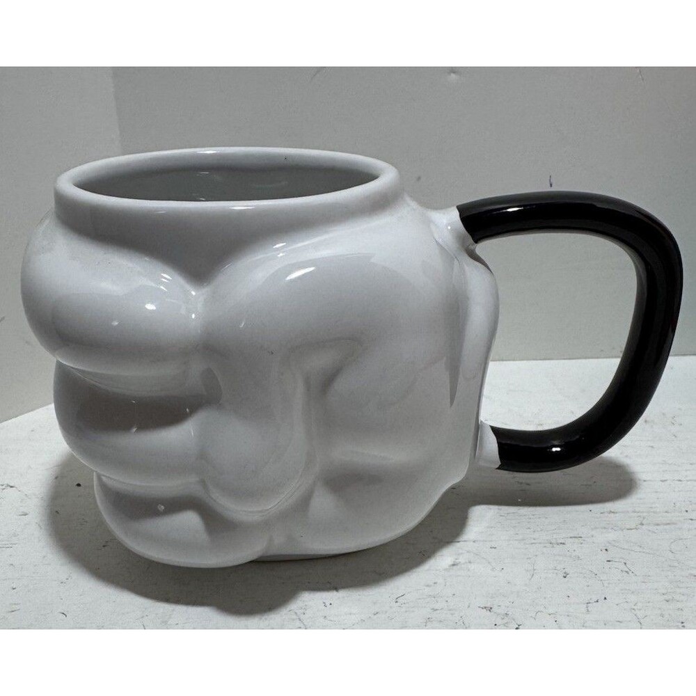 Disney Mickey Mouse Sculpted Hand Glove Ceramic 20oz Coffee Mug White And Black